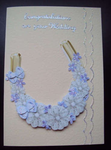 Cream with Purple Trims Floral Horseshoe Decoupage Sheet by Margaret Swaby