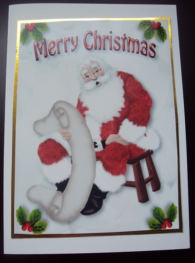 Santa with His Christmas List A4 by Margaret Swaby