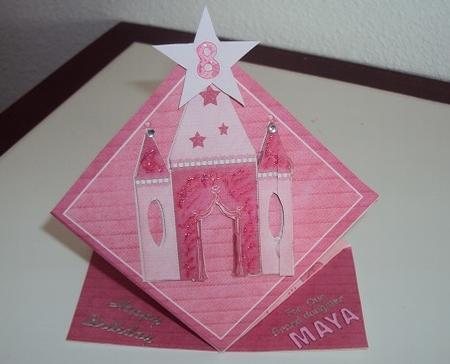 Pink Castle - Age Birthday - 3D Spring Decoupage Card by Margaret Swaby