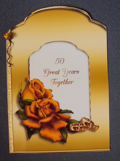 Golden Wedding Anniversary Scallope Top Quick Card by Margaret Swaby
