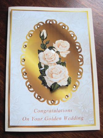 Cream Roses on Gold - Golden Wedding by Margaret Swaby