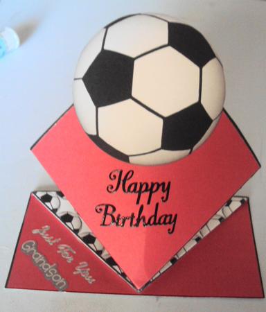 Football Crazy Pop Up Spring Diamond Top Card in Red by Margaret Swaby