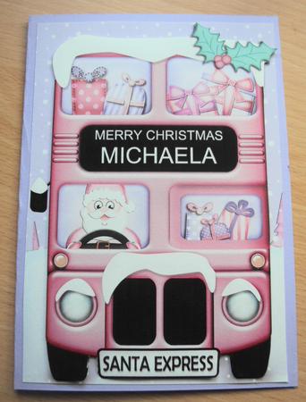 Xmas Santa Express Michaela A5 Quick Card N 3D Decoupage by Margaret Swaby