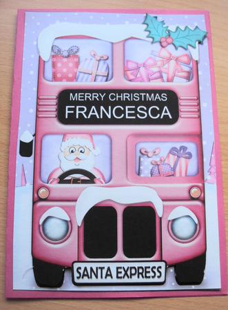 Xmas Santa Express Francesca A5 Quick Card N 3D Decoupage by Margaret Swaby