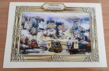 Vintage Village Scene with Central Bridge Pyramid by Margaret Swaby
