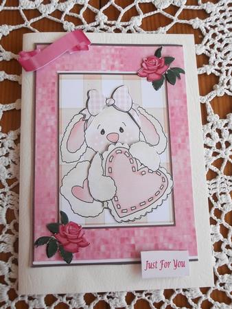 Cute White Rabbit with Love Heart by Margaret Swaby