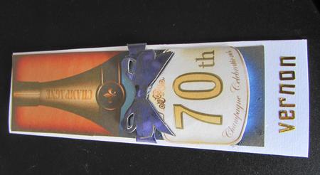 Large Dl 70th Champers in a Box Quick Card 3D Decoupage by Margaret Swaby