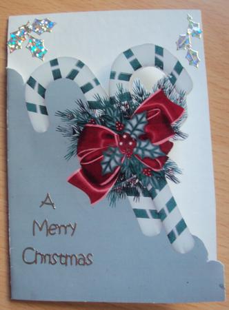 Christmas Candy Canes A5 Shaped Front Print and Fold Card by Margaret Swaby