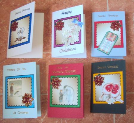 Red Poinsettia Scalloped Frame Blank Inserts/ Mini Toppers by Margaret Swaby