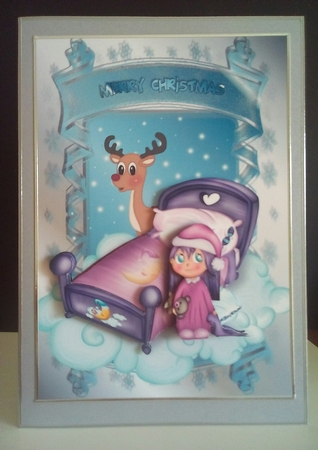 Waiting for Santa Card Front with Decoupage by Margaret Swann