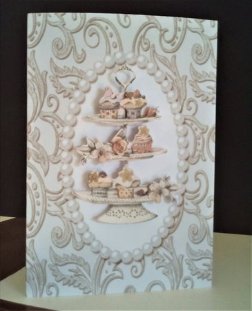 Satin Back Oyster A5 Card with Pearl Frame by Margaret Swann