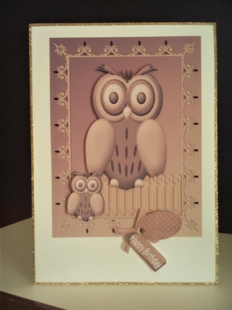 Owl on a Fence 3D Decoupage with Tag Brown by Margaret Swann