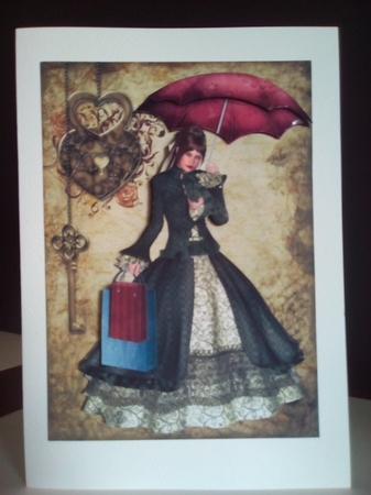 Steampunk Shopping Female Any Occasion Card by Margaret Swann