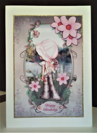 Pink Hat Girl Large Card Front by Margaret Swann