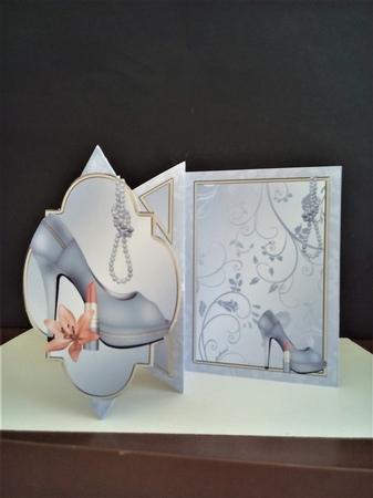 Misty Blue Shoe Diamond Fold Card by Margaret Swann