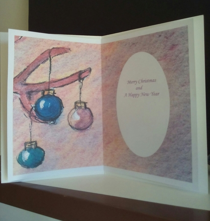 Insert to match Welsh corgi dog with reindeer antlers writing Christmas cards, rectangular pyramage topper. Featured Gallery Photo