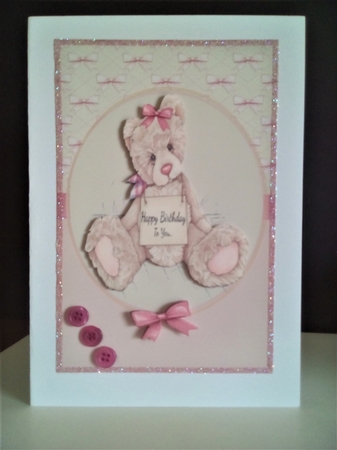 Pink Bows Teddy Birthday by Margaret Swann
