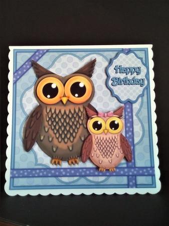 Fathers Day Happy Birthday Owl Pink Bow Mini Kit by Margaret Swann