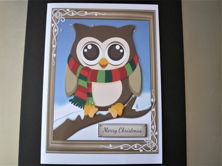 Festive Owl With Stripe Scarf by Margaret Swann