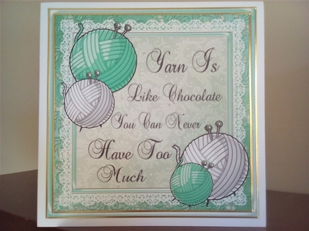 Humorous Knitting Aqua 8x8 by Margaret Swann
