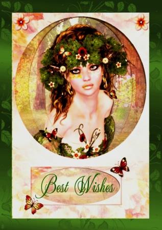 Lady Spirit of the Flowers Card Front and Pyramid by Margaret Tobin