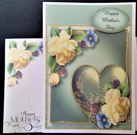 Fancy hearts - Yellow & Roses 8x8 by Margarette Blakeborough