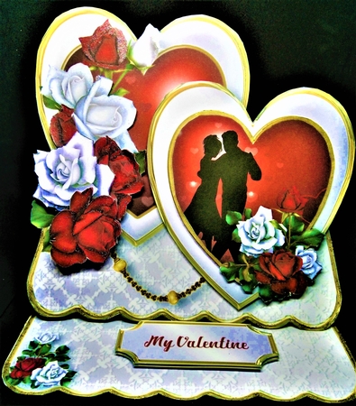 Romantic Moments - Double Hearts Easel Card Mini Kit by Margarette Blakeborough