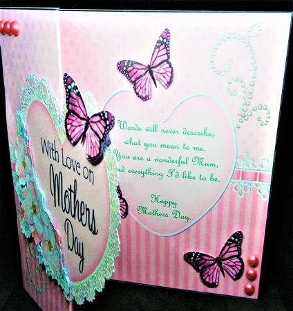 3 in 1 Floral Heart - 3D Shaped No-Hole Fold Back Card with Decoupage Mini Kit by Margarette Blakeborough