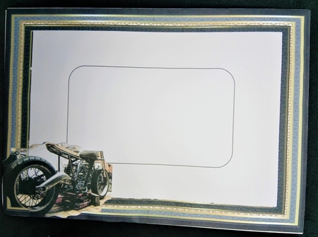 Motor cycle in the garage 7x7 by Margarette Blakeborough