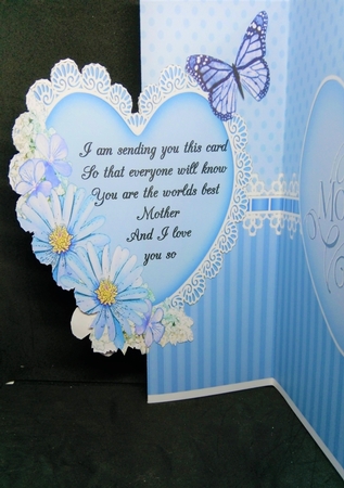3 in 1 Floral Heart - 3D Shaped No-Hole Fold Back Card with Decoupage Mini Kit by Margarette Blakeborough