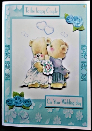 Sweet wedding bear couple greeting card by Margarette Blakeborough