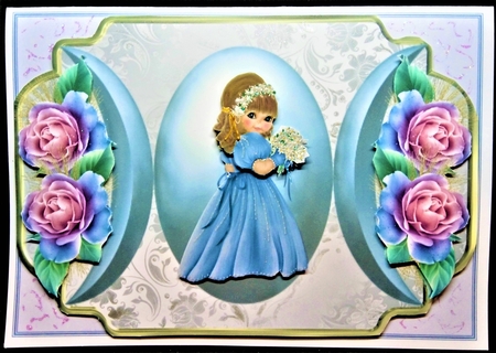 Cutie Pie - A5 card front with decoupage by Margarette Blakeborough