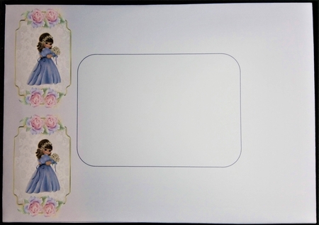 Cutie Pie - A5 card front with decoupage by Margarette Blakeborough