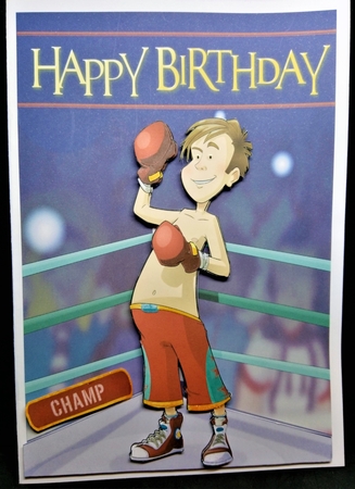 Boxer Boy Dude Red 7x7 Quick Card by Margarette Blakeborough
