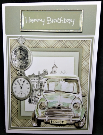Retro Mini car 7x7 card by Margarette Blakeborough