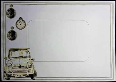 Retro Mini car 7x7 card by Margarette Blakeborough