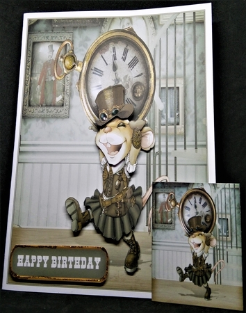 Mrs Steampunk Mouse 8x8 Quick Card by Margarette Blakeborough