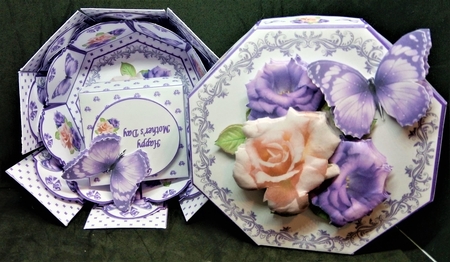 Springtime roses exploding box card with matching gift box by Margarette Blakeborough