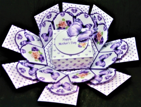 Springtime roses exploding box card with matching gift box by Margarette Blakeborough