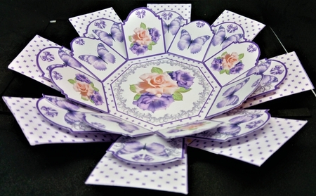 Springtime roses exploding box card with matching gift box by Margarette Blakeborough