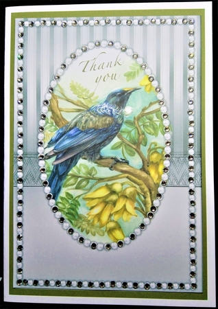 A5 Topper &  Insert Elegant Pearls    Bird  by Margarette Blakeborough