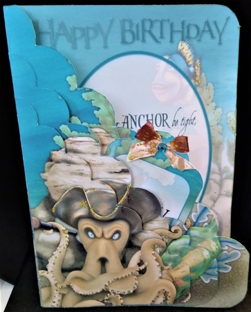 Octopus pirate scalloped pocket card kit by Margarette Blakeborough