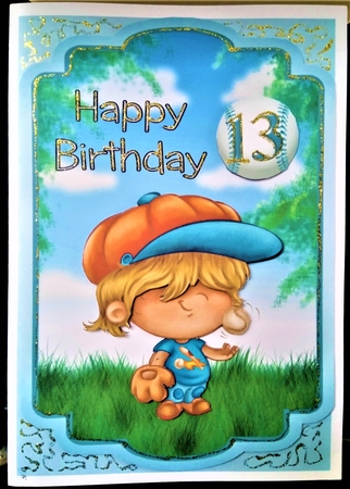 Baseball Boy - 5x7 inch topper with decoupage by Margarette Blakeborough