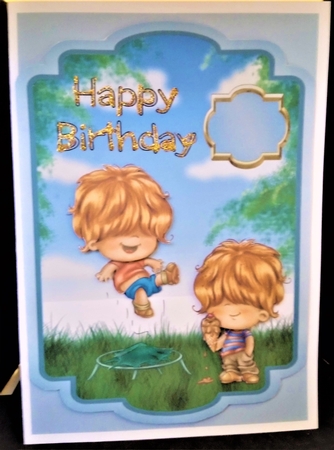 Bounce High - 5x7 inch topper with decoupage by Margarette Blakeborough