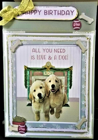 Love My Dog Decoupage 7x7ins Topper 5a by Margarette Blakeborough