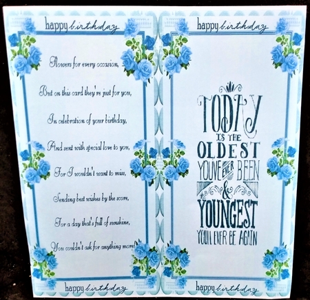 Blue large roses topper 2 by Margarette Blakeborough