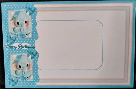 Sweet little ele in blue/white polkadot 7x7 frame with bows by Margarette Blakeborough