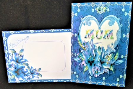 8 x 8 Lily MUM Card Topper With Decoupage by Margarette Blakeborough