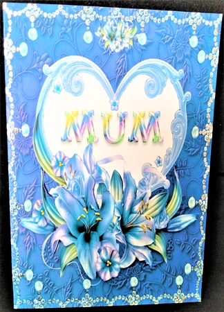 8 x 8 Lily MUM Card Topper With Decoupage by Margarette Blakeborough
