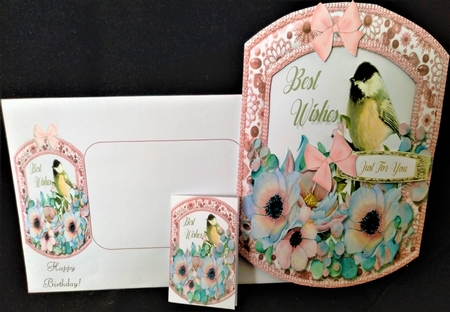 Beautiful Birds and  Pink Anemones by Margarette Blakeborough